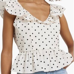 River Island Polka Dot Cotton Peplum Top